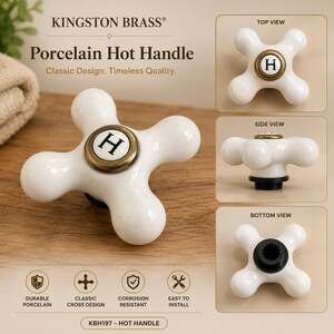Kingston Brass KBH197 Porcelain Hot Cross Handle